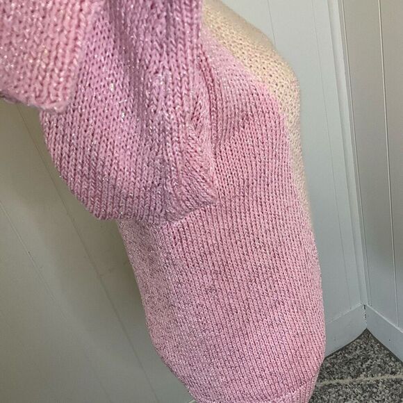 Vintage Nannell Women’s Small Pink Wool Rabbit Hair Blend Hand Knit Sweater - Picture 9 of 14